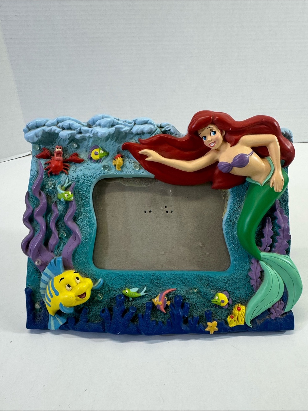 Disney the little mermaid Ariel Flounder picture Frame vintage*has flaws